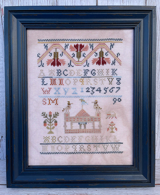 PREORDER Birds on the Temple - Antique Sampler Reproduction