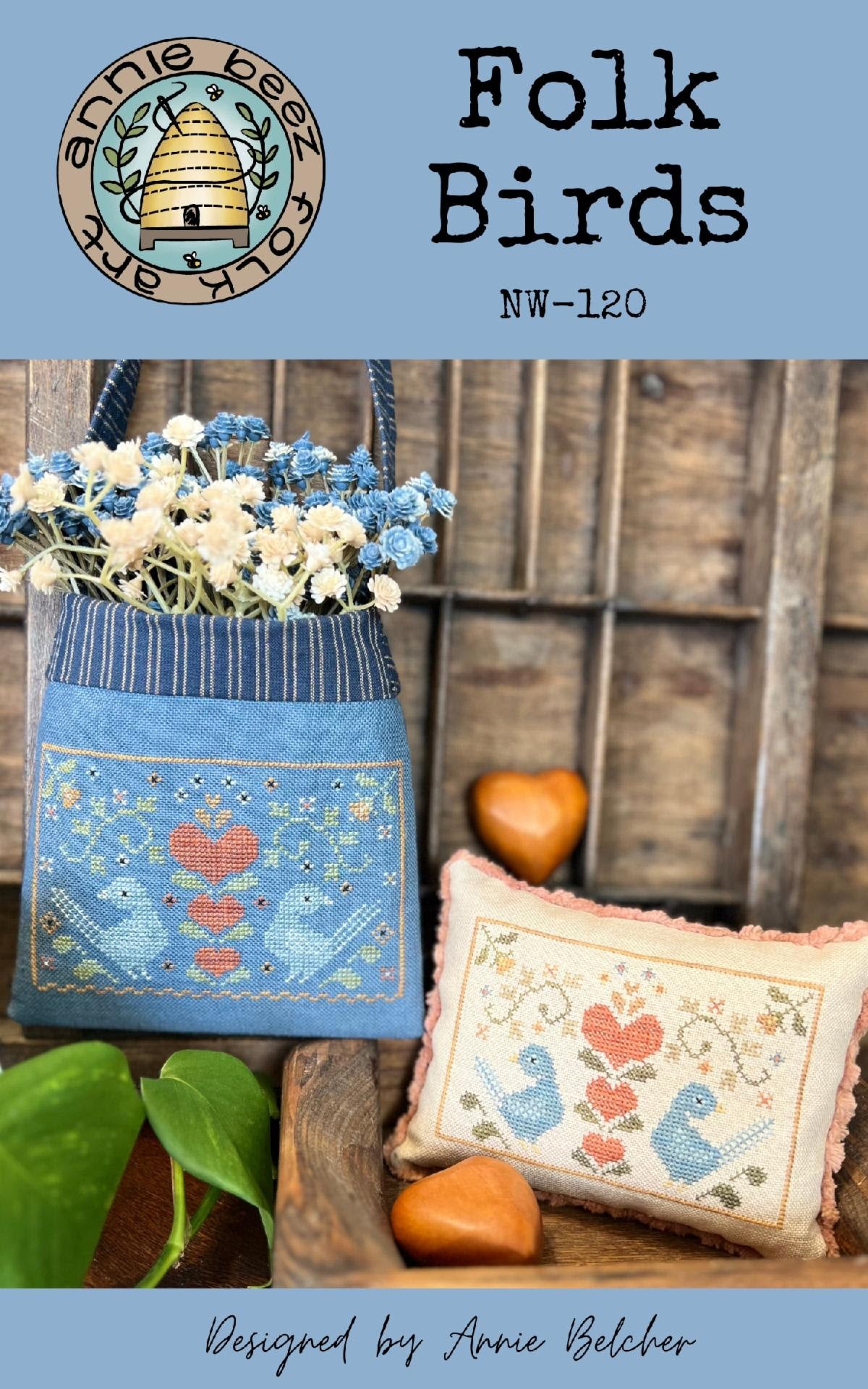 PREORDER Folk Birds Pincushion and Pouch